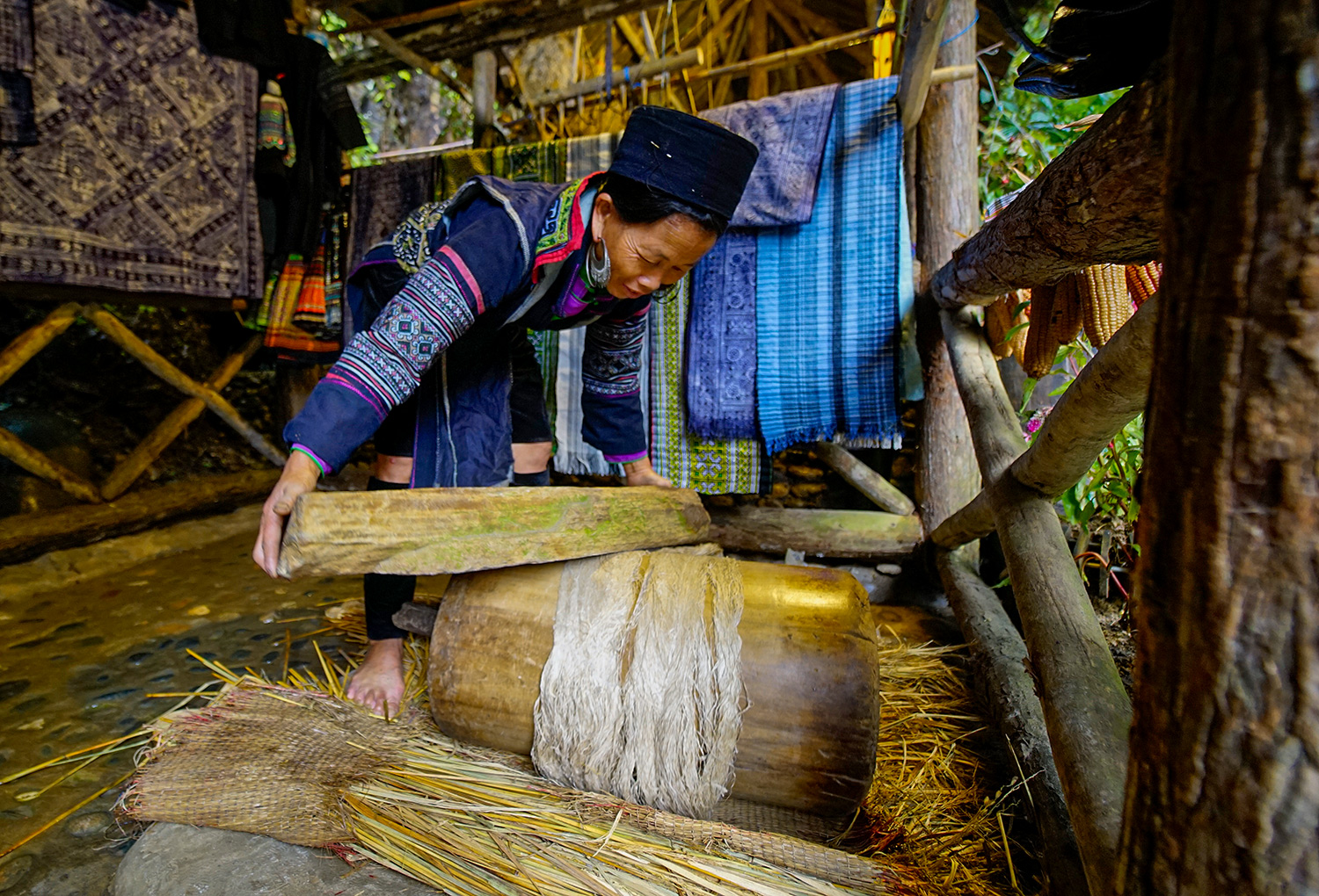Thu hoạch vải lanh