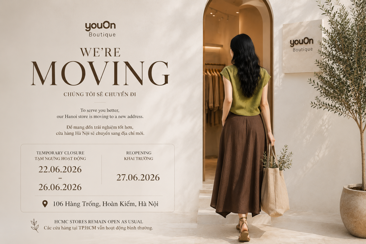 Thông Báo Dời Cửa Hàng youOn Boutique Hà Nội 2026